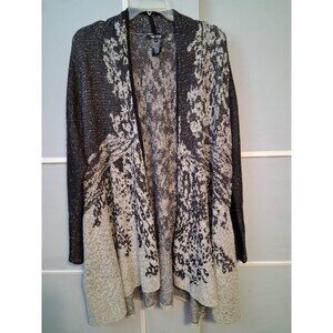 Nic + Zoe Longline Cardigan Sweater Black Gray Open Plus Size 2X